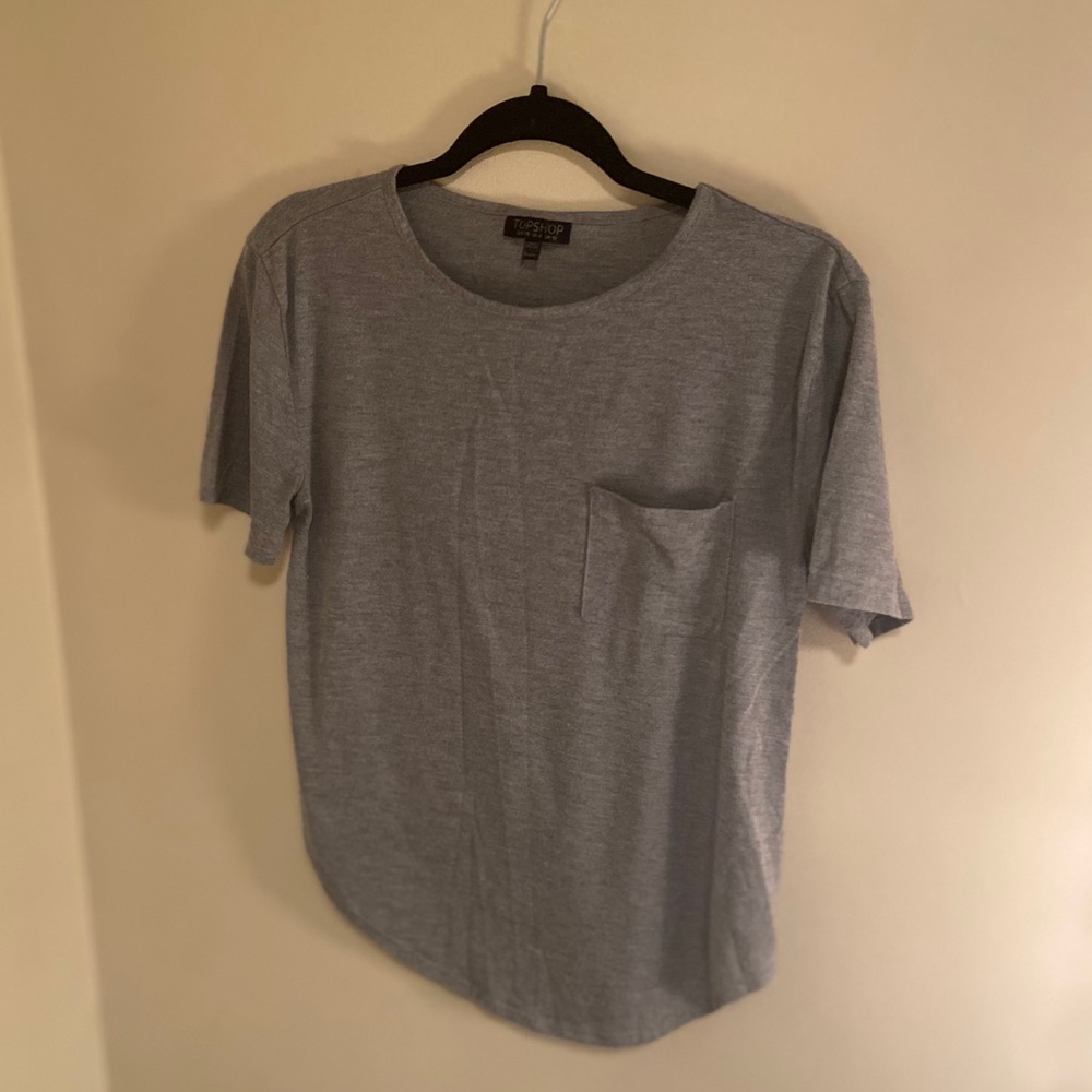 Topshop Gray tunic tee with pocket
